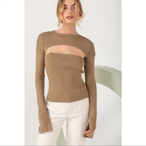 New Bubish Revolve Paloma knit sweater in Mocha Size Small - Picture 7 of 12